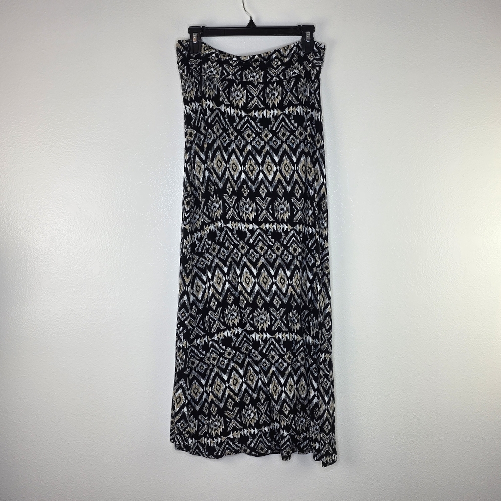 VTG Ultra Flirt Black, Cream, & White Aztec A-Line Maxi Skirt Size XL - Picture 5 of 9